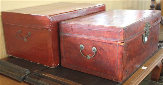 2 Chinese red lacquer chest